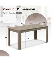 Gymax 63 Inch Dining Table Rectangular Modern Kitchen Table For 6 People Home Furniture
