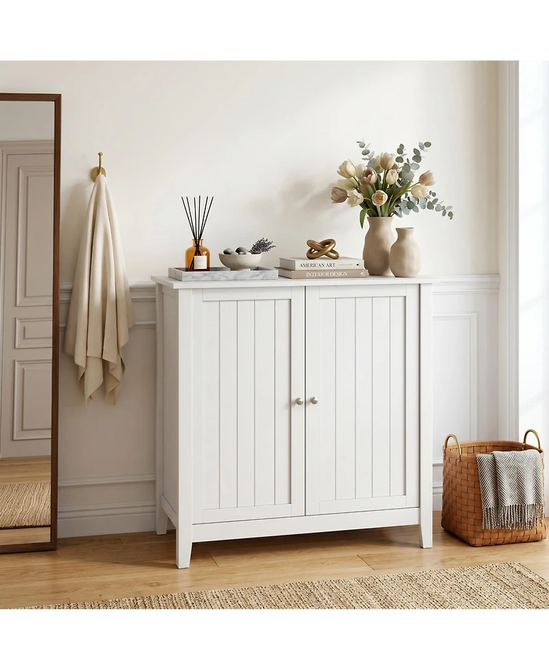 Sailvan Double Door Storage Cabinet, Mid-Century Modern Freestanding Buffet