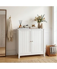 Sailvan Double Door Storage Cabinet, Mid-Century Modern Freestanding Buffet