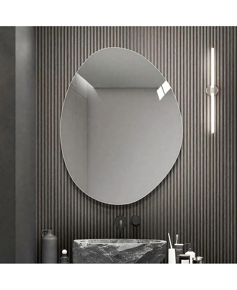 Laoties Modern Asymmetrical Wall Mirror, Hd Copper-Free Vanity Mirror for Bathroom, Living Room and Entryway