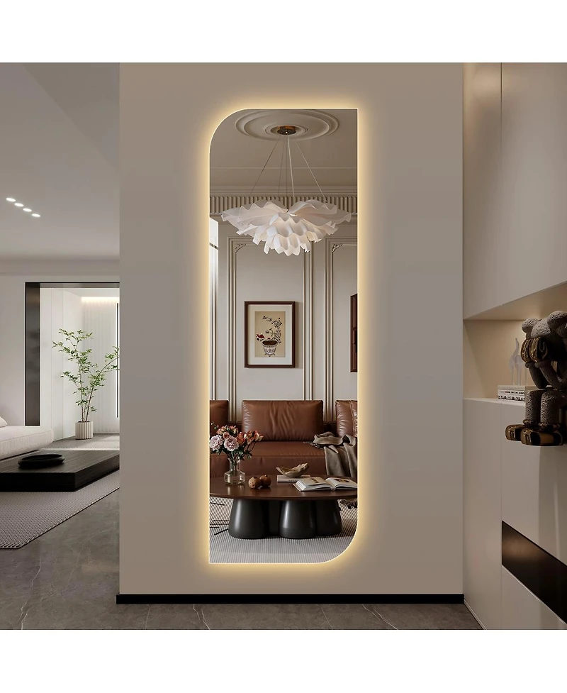 Laoties 65" x 21" Irregular Led Full Length Wall Mirror with Light, Modern Vanity Mirror for Bedroom and Dressing Room