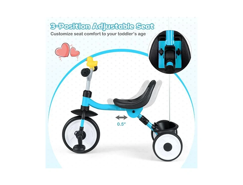 Slickblue Kids Tricycle with Adjustable Seat and Storage Basket