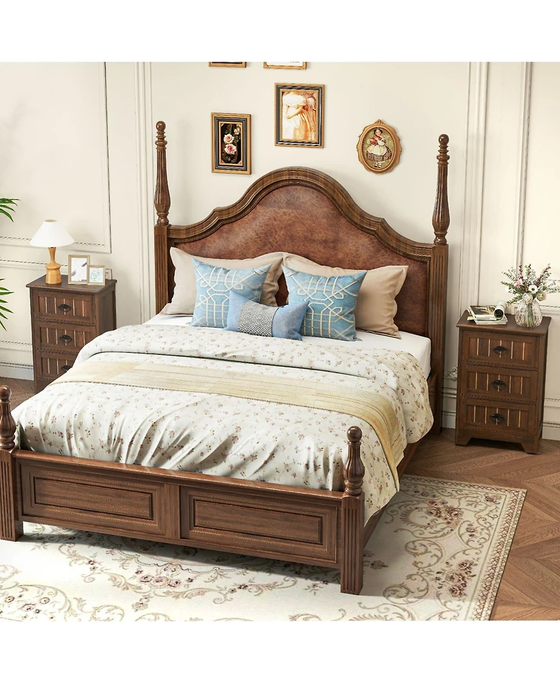 Slickblue 3 Drawer Wood Nightstand with Storage Bedside End Table for Bedroom