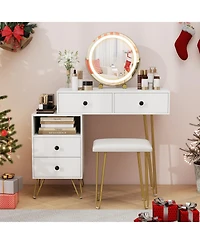 Slickblue Modern Dressing Table with Storage Cabinet and Makeup Organization