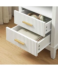 Slickblue Farmhouse 3-Drawer Side Table 23.6 Inch with Charging Station