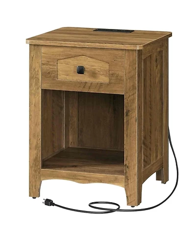 Slickblue Modern Bedside Nightstand with Built-In Charging Station and Storage