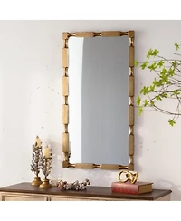 Laoties 40" x 22" Modern Rectangular Bamboo-Style Wall Mirror with Solid Wood Frame for Living Room