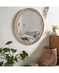 Laoties 23.6" Round Wall Mirror, Rustic Bathroom Vanity Mirror for Living Room, Bedroom and Entryway