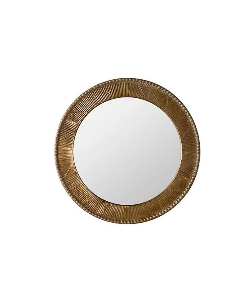 Laoties 31" Round Wall Mirror, Textured Boho Accent Mirror for Living Room, Entryway and Hallway Decor