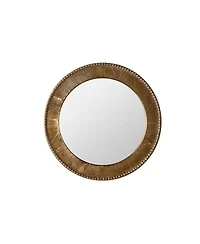 Laoties 31" Round Wall Mirror, Textured Boho Accent Mirror for Living Room, Entryway and Hallway Decor