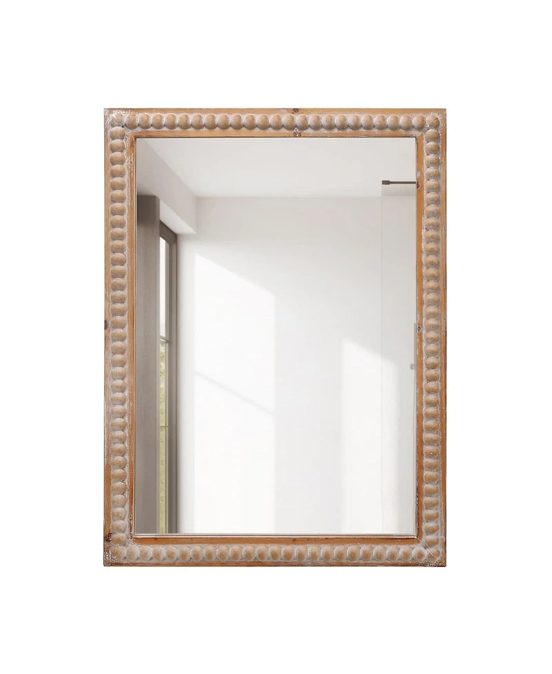 Laoties 22" x 30" Farmhouse Beaded Wood Wall Mirror, Rustic Rectangular Vanity Mirror for Bathroom and Entryway