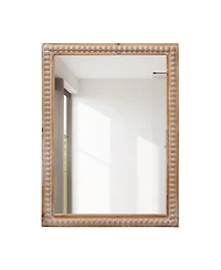 Laoties 22" x 30" Farmhouse Beaded Wood Wall Mirror, Rustic Rectangular Vanity Mirror for Bathroom and Entryway
