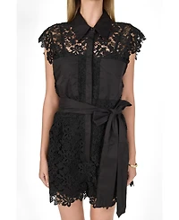 endless rose Women's lace tie waist romper