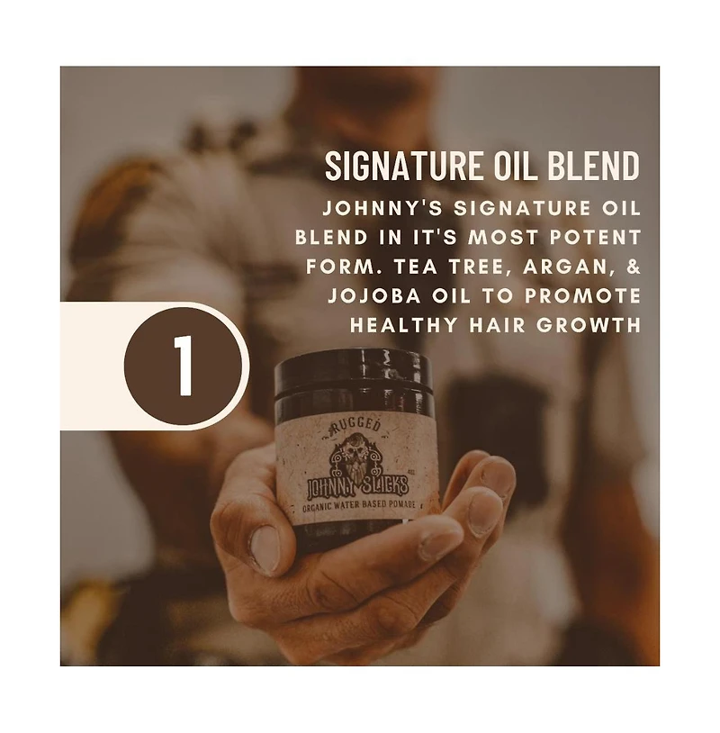 Johnny Slicks Water Based Pomade | Strong Hold and High Shine |4 oz | Rugged Scent