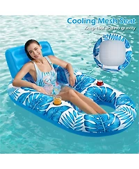 Aofar Inflatable Pool Float Lounger Chair Cup Holders