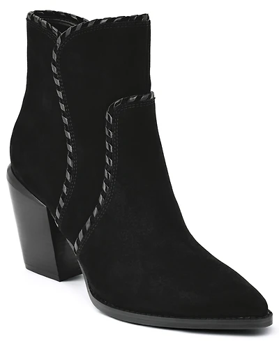 Nine West Women's Raxton Suede Whipstitch Block Heel Booties