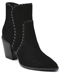 Nine West Women's Raxton Suede Whipstitch Block Heel Booties
