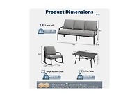 Aecojoy 4-Piece Outdoor Patio Furniture Set with Rocking Chair, Metal Conversation Bistro