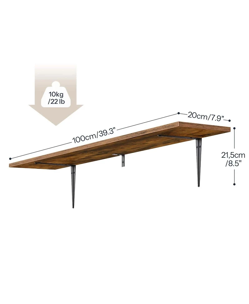 Slickblue Set of 2 Floating Shelves for Wall with Metal Brackets for Display