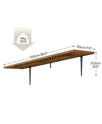 Slickblue Set of 2 Floating Shelves for Wall with Metal Brackets for Display