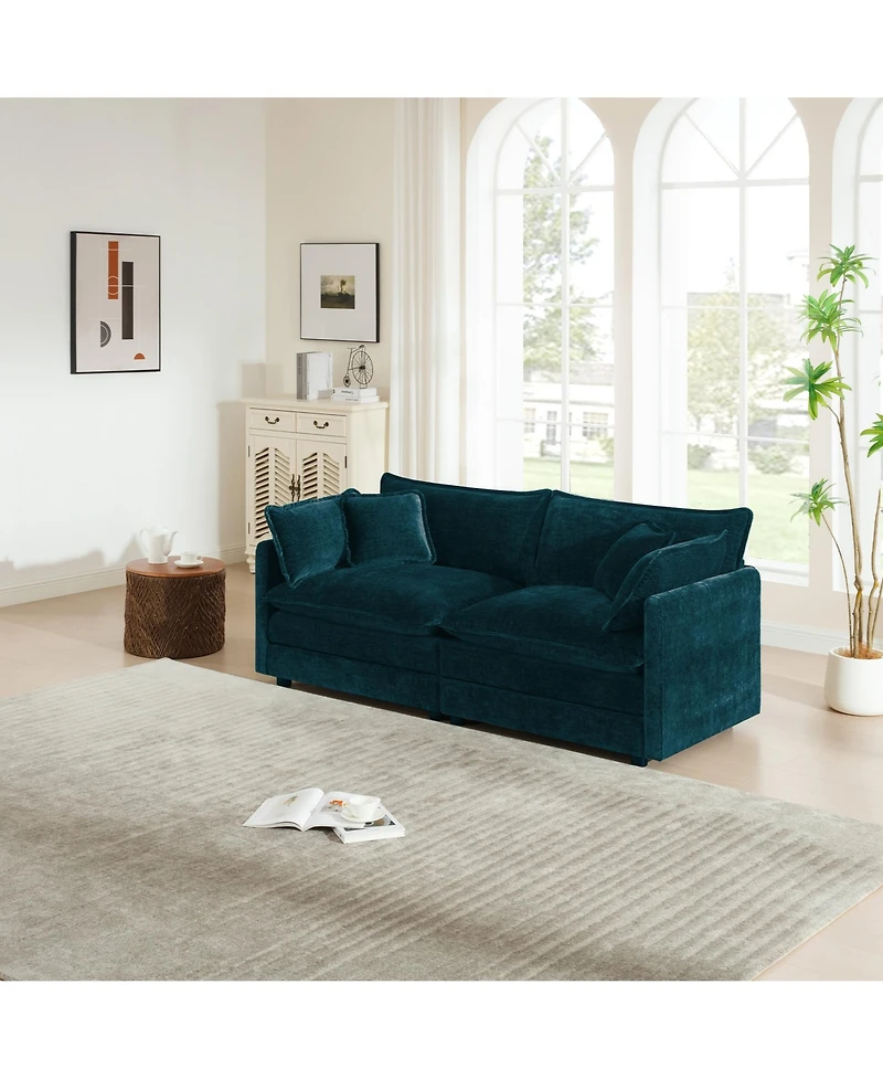 Boyel Living Modern Fabric Loveseat Sofa Couch for Room, Upholstered Large Deep Seat 2-Seat with 4 Pillows