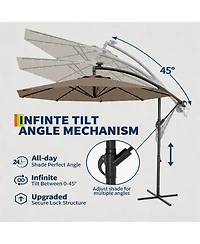 homfan 10Feet Offset Cantilever Umbrella, Waterproof Uv-Resistant, Adjustable Tilt, Steel Frame and Cross Base for Deck, Pool, Backyard