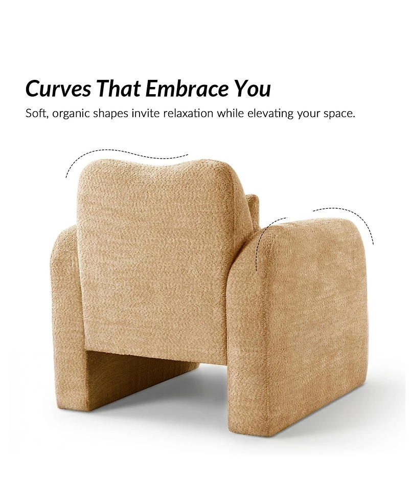 Hulala Home Blason Modern Upholstered Armchair with Lumbar Support Pillow