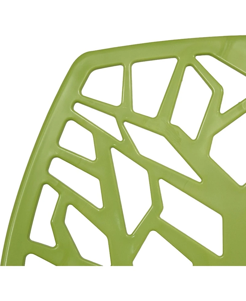 LeisureMod Cornelia Stackable Dining Chair Set of 2 Spring Cut-Out Tree Design Acrylic Accent Side Chair for Kitchen, Living Room, and Dining Area