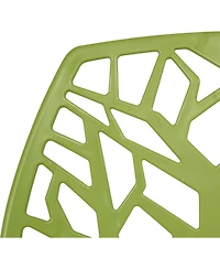 LeisureMod Cornelia Stackable Dining Chair Set of 2 Spring Cut-Out Tree Design Acrylic Accent Side Chair for Kitchen, Living Room, and Dining Area