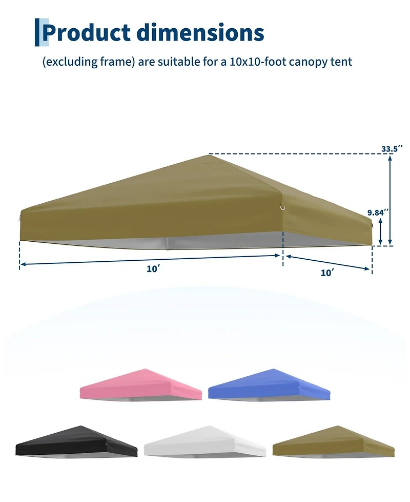 gaomon 10X10Feet Canopy Replacement Top with Silver Coated and Uv Protection Pop Up Tent Cover Waterproof (Top Only)