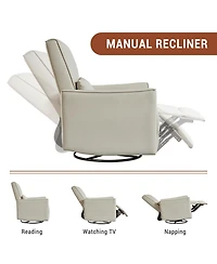 homfan Manual Swivel Rocking Recliner Chair – High Backrest, Padded Armrests, Lumbar Support, Ergonomic Single Sofa for Living Room, Nursery, or Home
