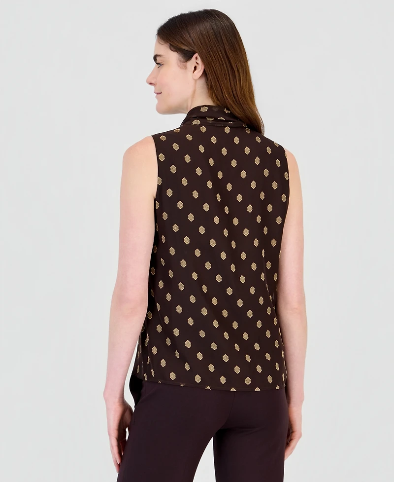 Anne Klein Women's Bow Tie Front Sleeveless Blouse