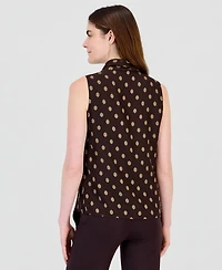 Anne Klein Women's Bow Tie Front Sleeveless Blouse