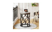 Slickblue Small Round End Table with Industrial Metal Frame.
