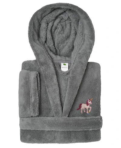 Linum Home Kids Unicorn Super Plush Double-Brushed Hooded Bathrobe