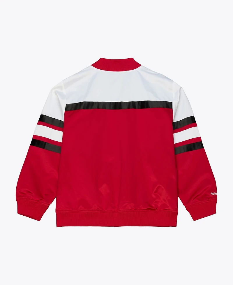 Mitchell & Ness Men's Red Chicago Bulls Hardwood Classics Head Coach Lightweight Satin Full-Snap Jacket
