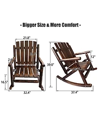 2 Piece Hips All-Weather Outdoor Glider Chair, Single Patio Rocker with Removable Cup Holders