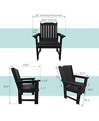 Hdpe All-Weather Outdoor Patio Dining Chair, Heavy-Duty Garden Backyard Armchair with Stainless Steel Hardware