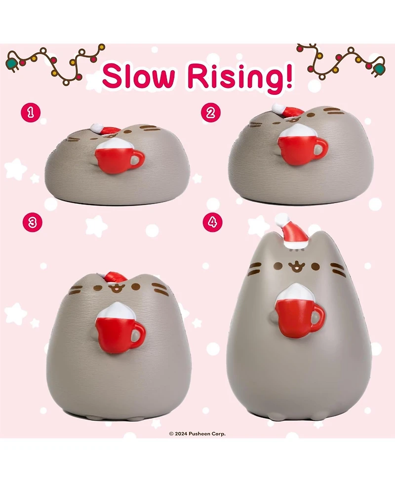 Hamee Squishy Jumbo Toy Pusheen Figure Slow Rising Cute Birthday Gift, Stress Relief, Collectible Deskterior Play Doll - Santa Hat Christmas