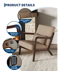 gaomon 2-piece corduroy accent chairs with mid-century design, sturdy wood frame, lumbar pillow, and comfy seating for living room or bedroom.