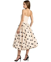 Mac Duggal Women's Strapless Polka Dot Crepe Bubble Skirt Midi Dress