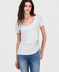 I.n.c. International Concepts Women's Short-Sleeve Metallic Side Cinched T-Shirt, Macy's Exclusive