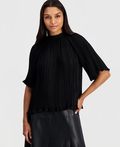 T Tahari Women's Elbow-Sleeve Pleated Blouse