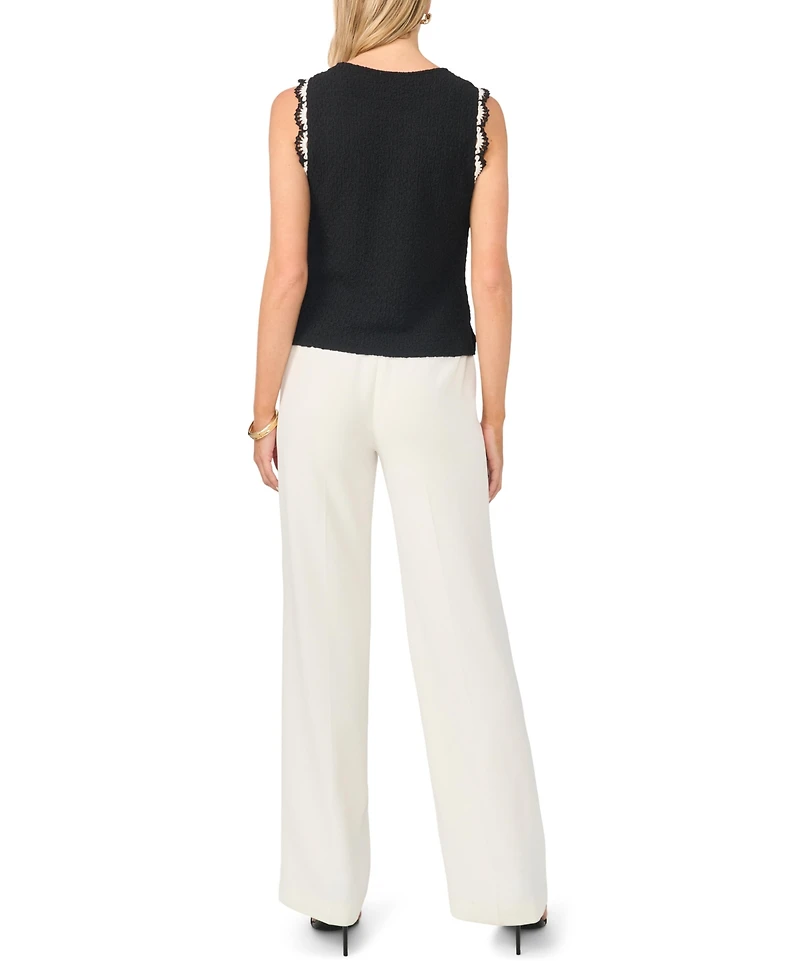 Vince Camuto Women's Crewneck Scallop Trim Tank Top