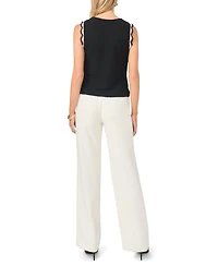 Vince Camuto Women's Crewneck Scallop Trim Tank Top