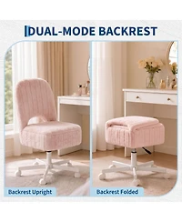 homfan Small Vanity Stool Chair with Storage, Height Adjustable Lift Ottoman 360 Swivel and Wheels for Bedroom or Office