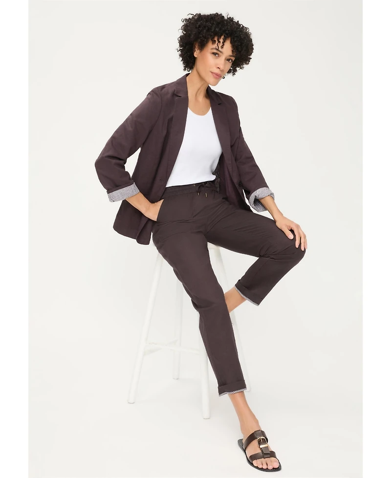 Olsen Women's Cotton-Linen Blend Cropped Pant