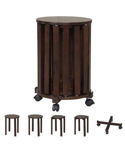 Costway Stackable Stools Set of 4 with Rolling Base, Locking Casters for Kitchen Apartments