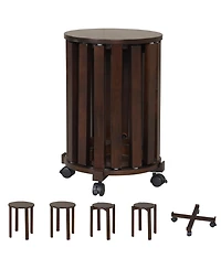 Costway Stackable Stools Set of 4 with Rolling Base, Locking Casters for Kitchen Apartments