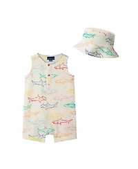 Andy & Evan Baby Boys Sleeveless Henley Romper and Hat Set